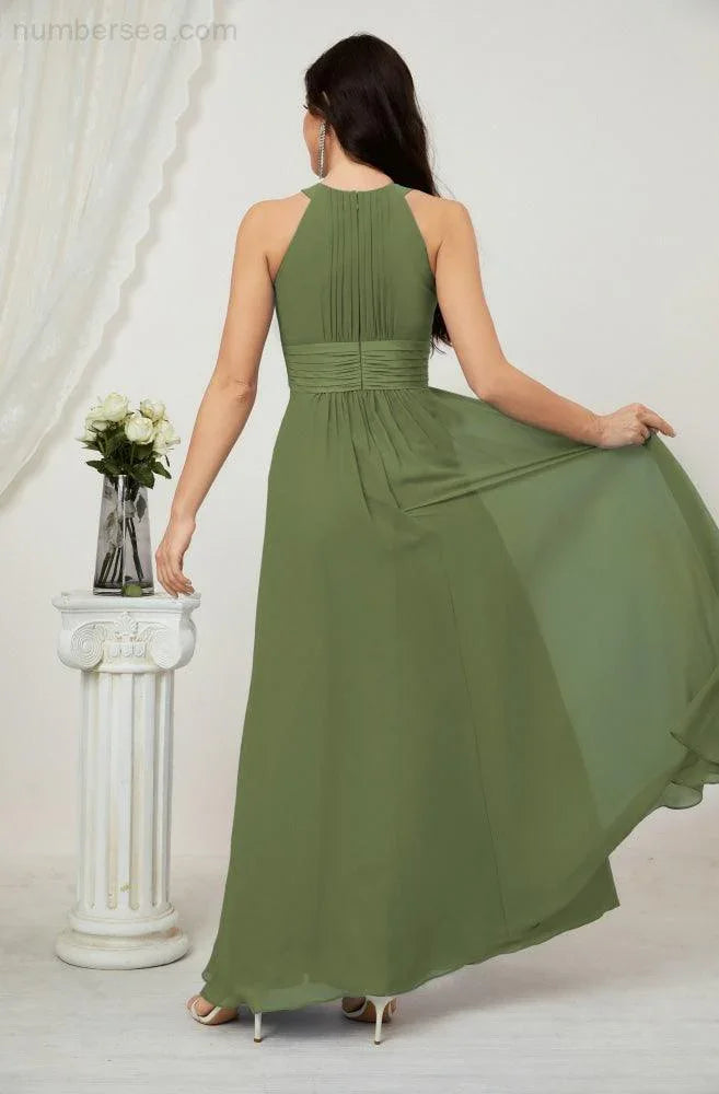 ZapDress Formal Party Gown Dress Chiffon Halter Long Sleeveless Bridesmaid Dresses 2802 (ZD16960)