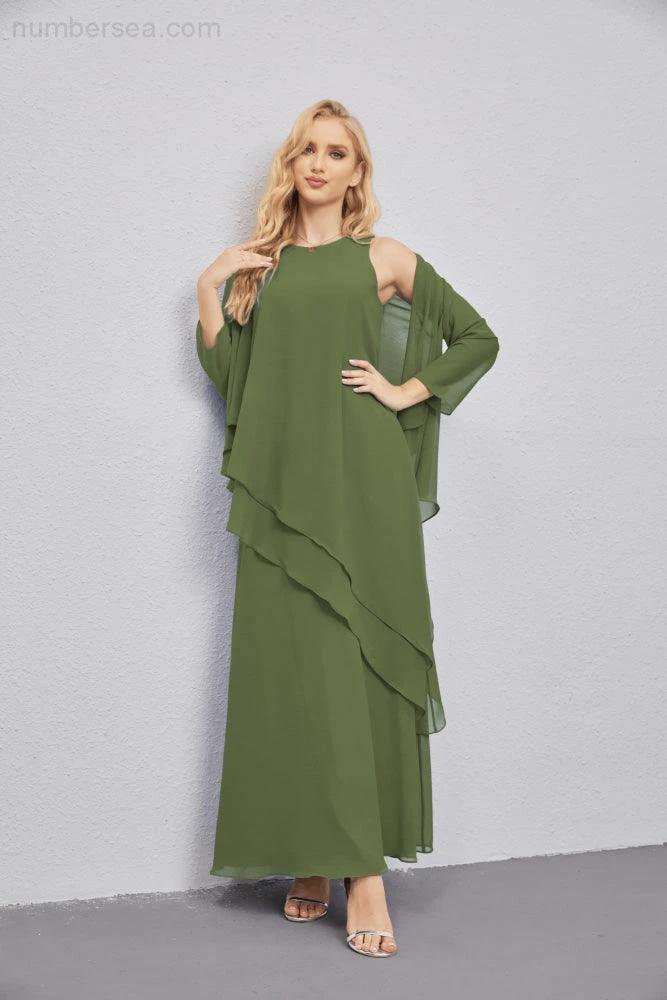 Mother of Bride Dresses with Open Front Lightweight Cardigan Formal Prom Gown  28081 (ZD16990)