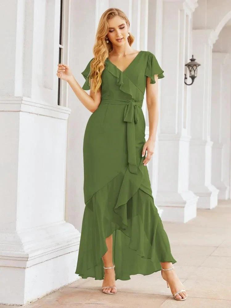 Numbersea Ruffled Bridesmaid Dresses Mermaid Formal Violin Evening Party Prom Gowns 28042 by numbersea