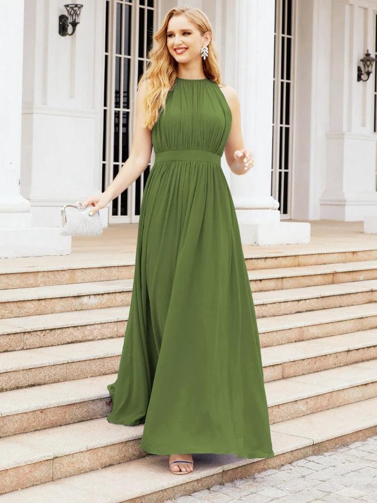 Numbersea Halter Bridesmaid Dress Empire Waist Formal Evening Prom Gown for Mother of The Bride 28030 by numbersea