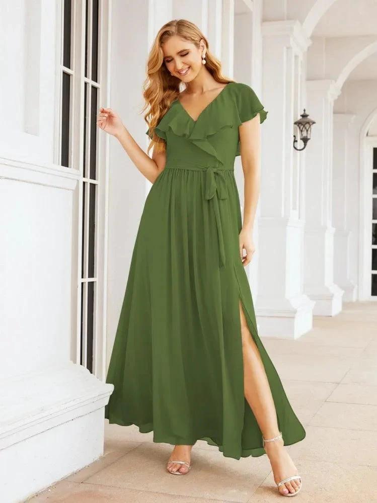 Bridesmaid Dresses with Flutter Sleeves Formal Evening Party Prom Gowns 28044 by numbersea