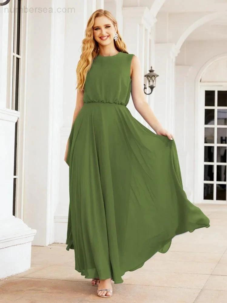 ZapDress Sleeveless Long Bridesmaid Dress A line Formal Evening Prom Gown 28025 (ZD17053)