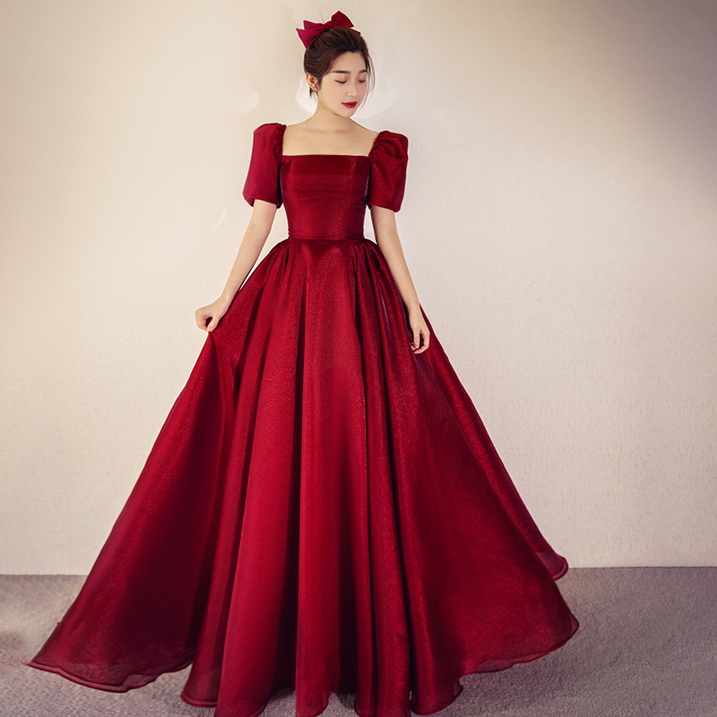 Red Satin Long Prom Dress Red Evening Dress - VelvetHem