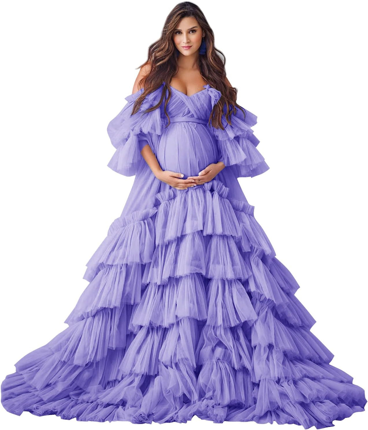 Puffy Tulle Robe Maternity Dress for Photoshoot Sheer Bridal Lingerie Wedding Gown Long Baby Shower Pregnancy Dresses