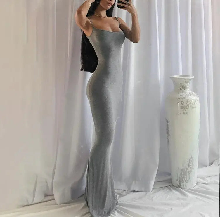 Satin Slip Backless Maxi Dress - VelvetHem