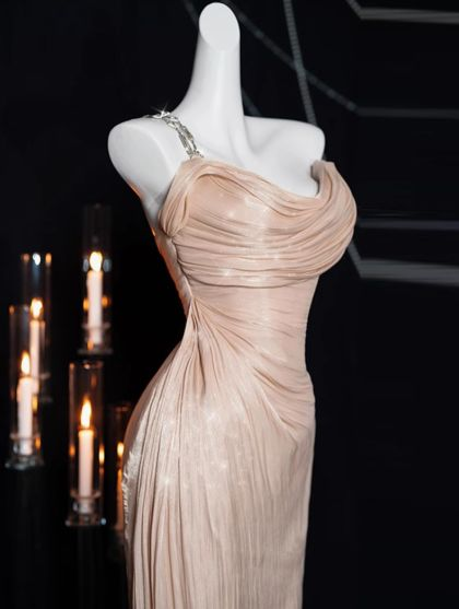 Sweet One-shoulder Satin Long Prom Dress,Formal Evening Dress - View 4 | VelvetHem