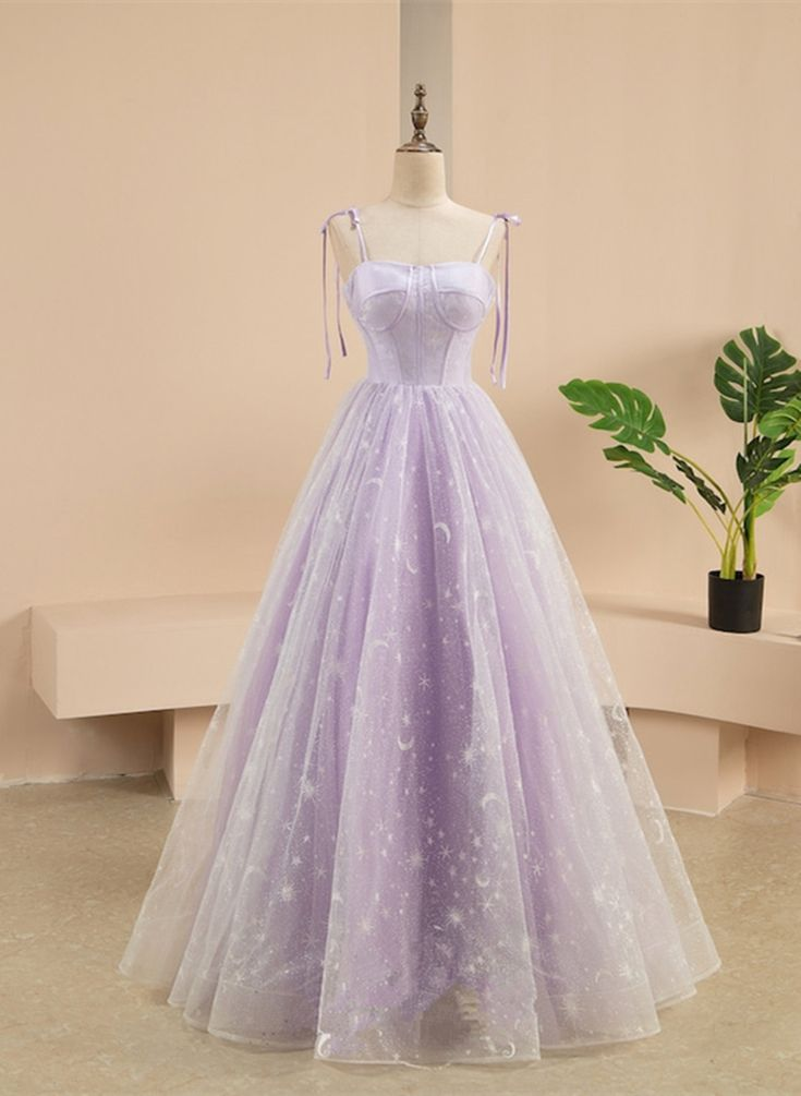 A-line Lavender Tulle Sweetheart Prom Dress,Fairy Dress - VelvetHem