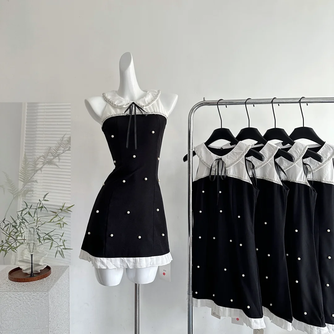 Pretty Black Sleeveless A Line Mini Birthday Dress Holiday Dress - View 4 | VelvetHem