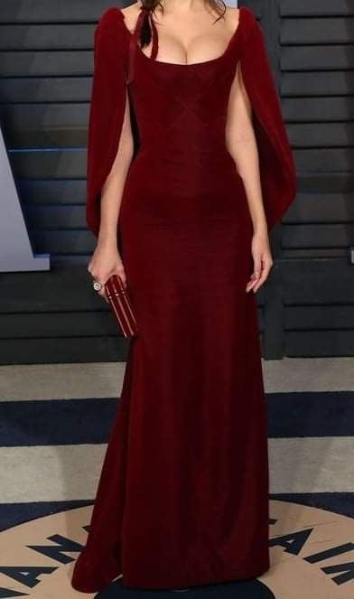 Vintage Burgundy Mermaid Long Prom Evening Dress Formal Party Gown - View 2 | VelvetHem
