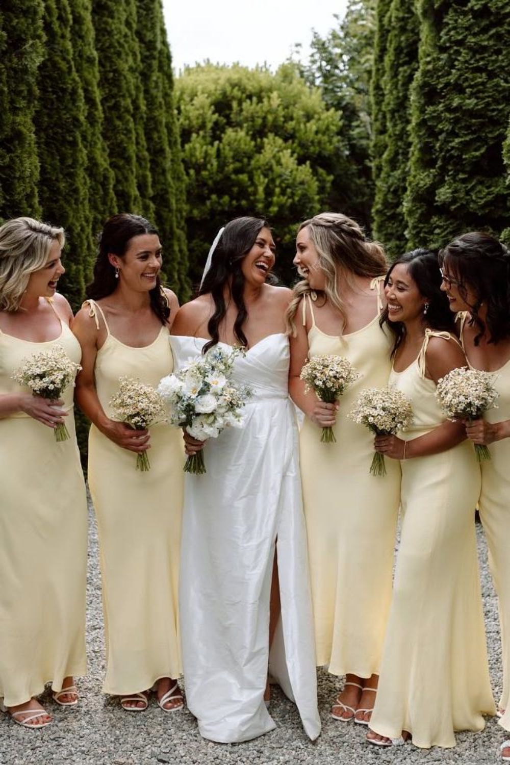 Beautiful A Line Spaghetti Straps Yellow Long Bridesmaid Dress