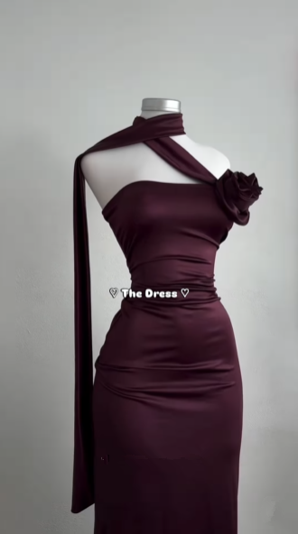 Vintage Burgundy Sheath Party Evening Dress,Long Prom Dress - View 3 | VelvetHem