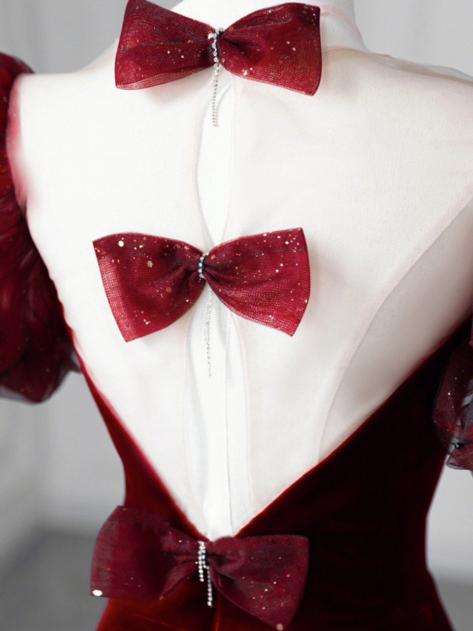 Elegant Burgundy Velvet Mermaid Evening Dress Long Party Prom Dress - View 2 | VelvetHem