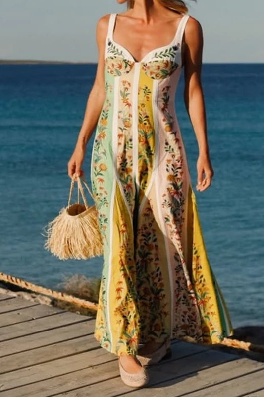 Halter Floral Printed Elegant Dress for Streetwear Style