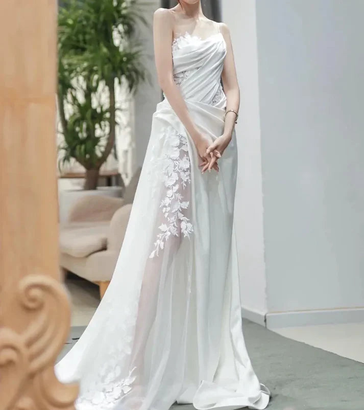 A Line White Birthday Party Dress Lace Wedding Dress fg7279 - View 8 | VelvetHem