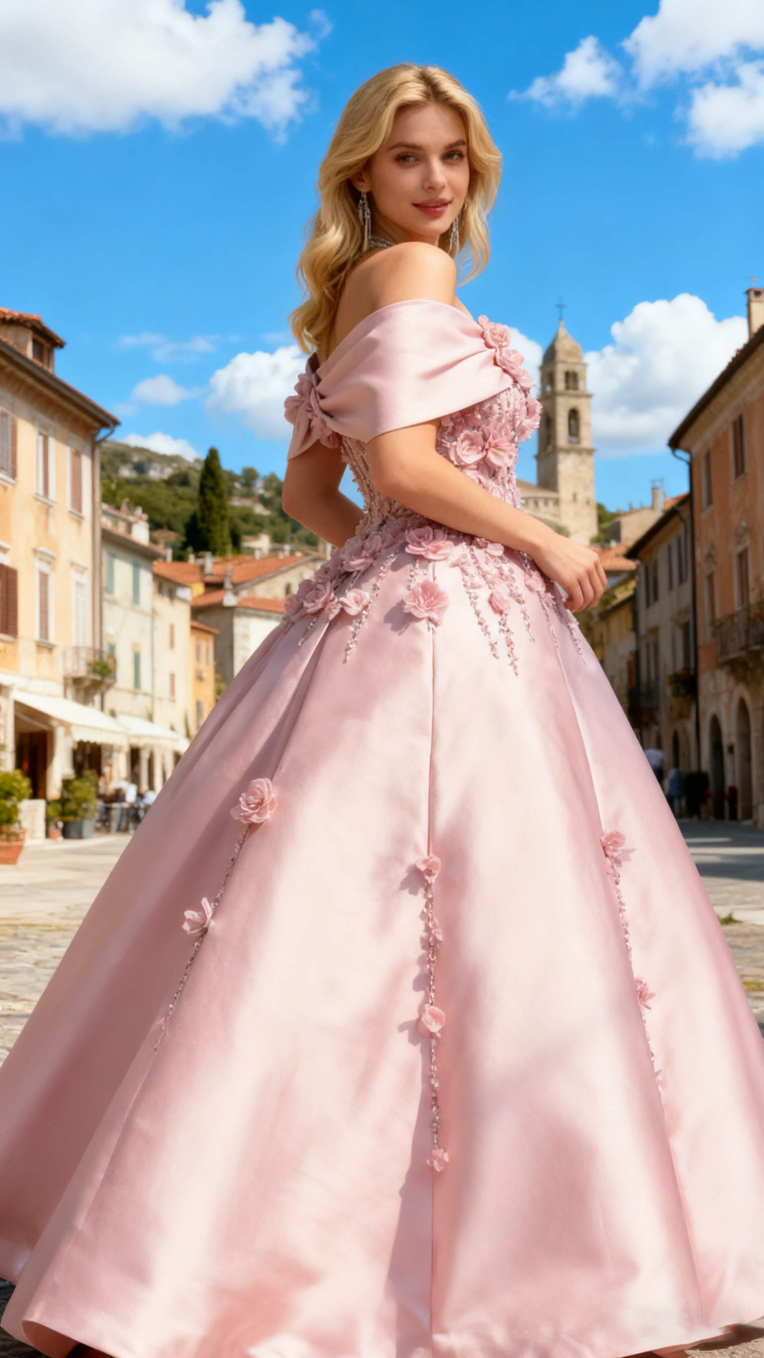 Elegant Off The Shoulder Satin Beaded Appliques Prom Dress Formal A Line Evening Dress Y8160