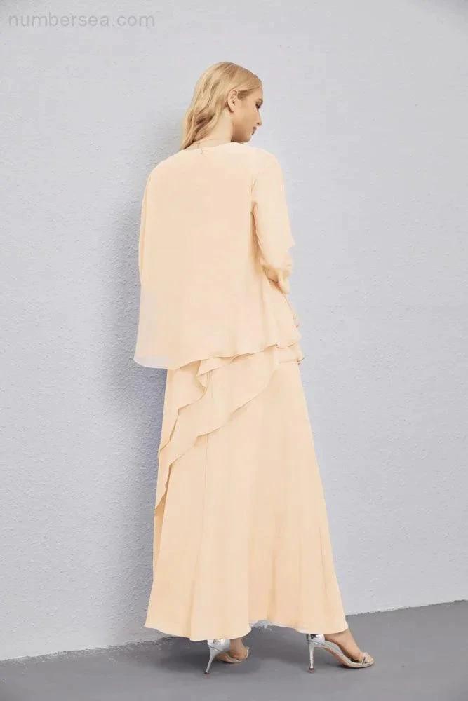 Mother of Bride Dresses with Open Front Lightweight Cardigan Formal Prom Gown  28081 (ZD16990)