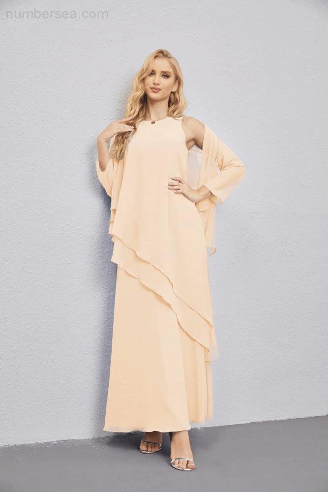 Mother of Bride Dresses with Open Front Lightweight Cardigan Formal Prom Gown  28081 (ZD16990)