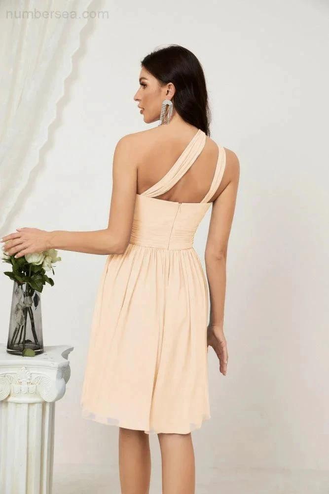 ZapDress Women Chiffon Short One Shoulder Bridesmaid Dress Formal Dresses for Party Homecoming  2804 (ZD16948)