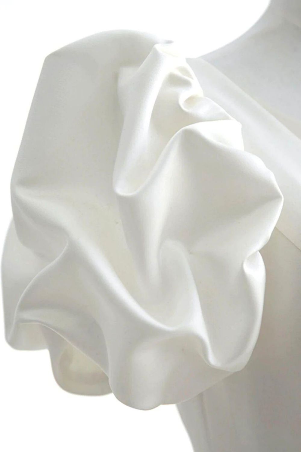 Elegant A Line V Neck White Wedding Dress with Short Sleeves - View 5 | VelvetHem