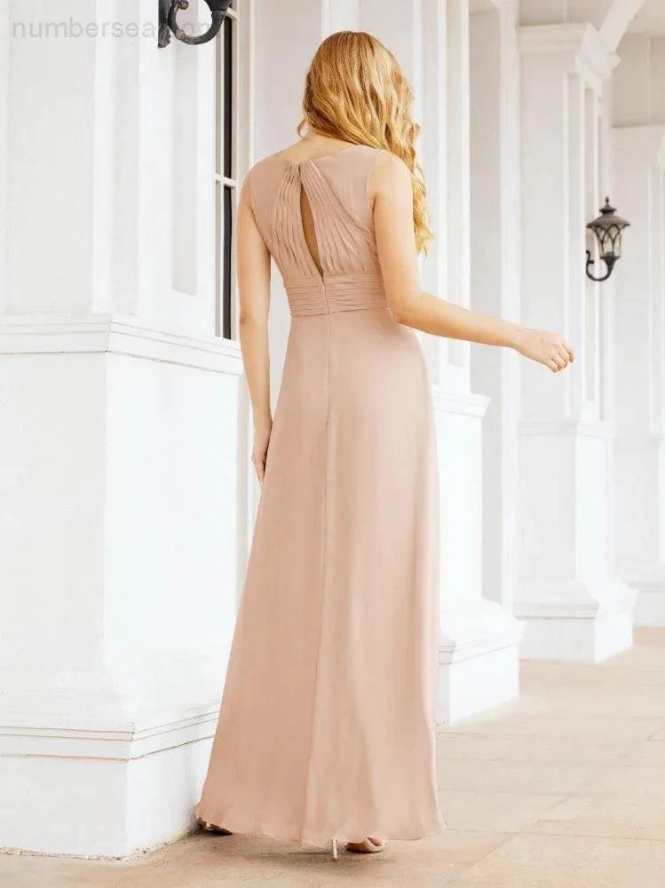 Formal Prom Gown Elegant V-Neck Sleeveless Bridesmaid Dresses for Wedding Party 28037 (ZD17021)
