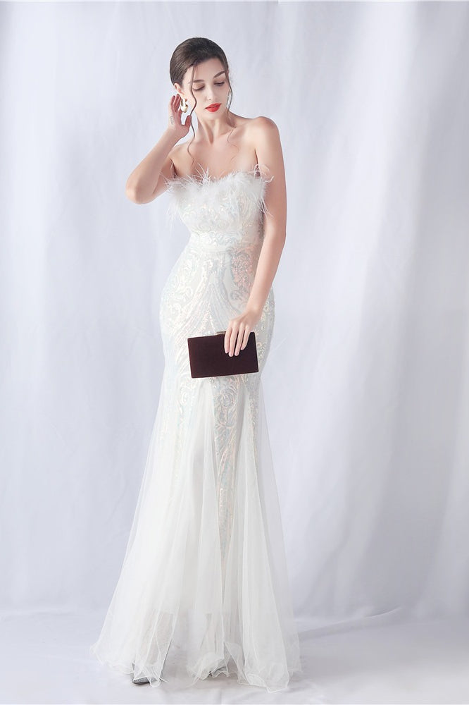 Ostrich Feather Sequin Dress with Relaxed Fit and Seasonal Wardrobe Essential