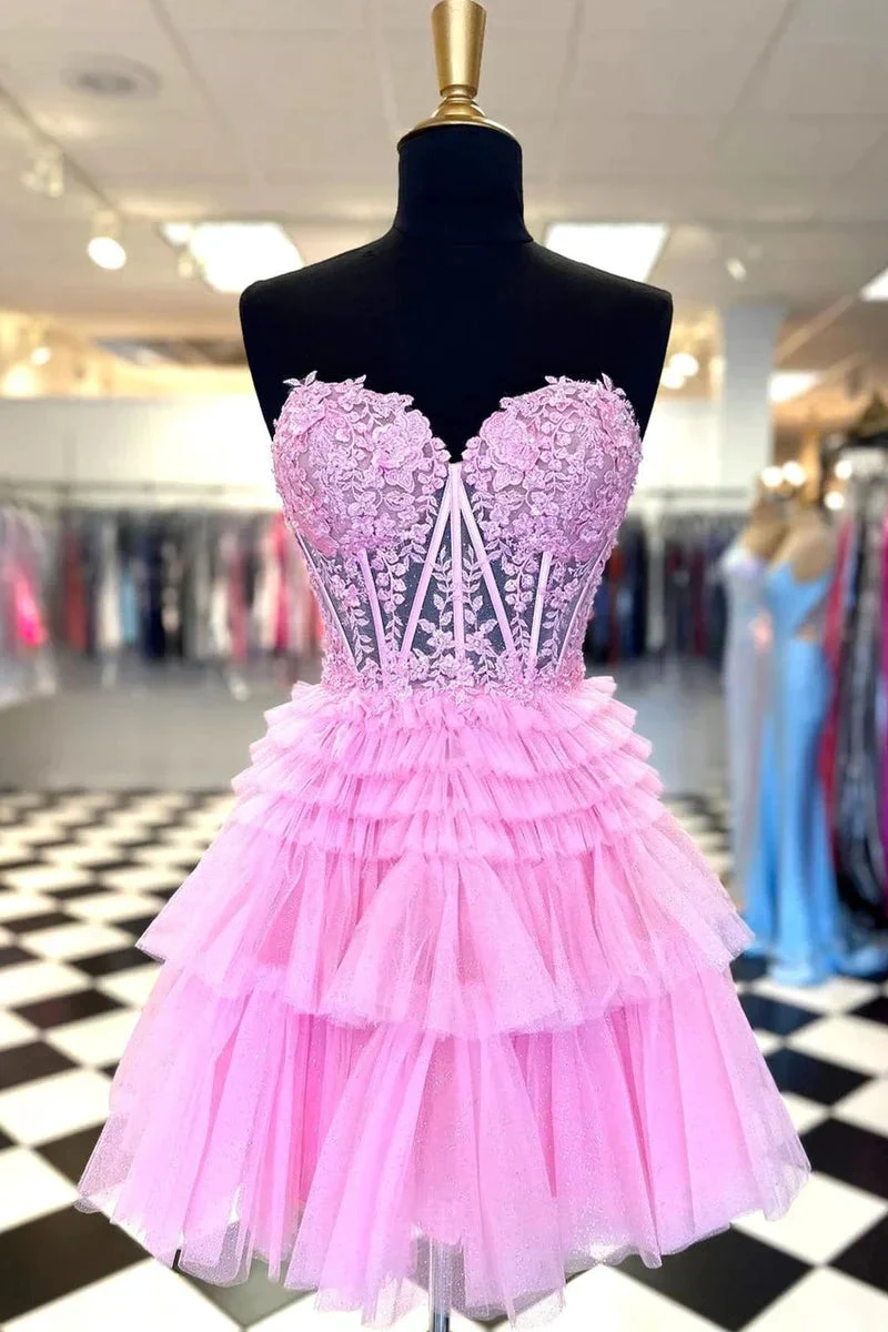 A Line Sweetheart Homecoming Dress with Ruffles (ZD11851)