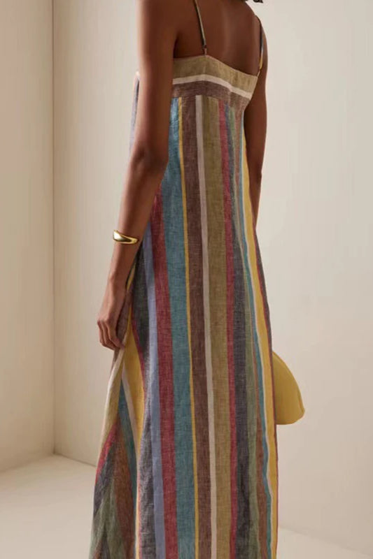 Striped Printed Strap Dress with Modern Everyday Styling