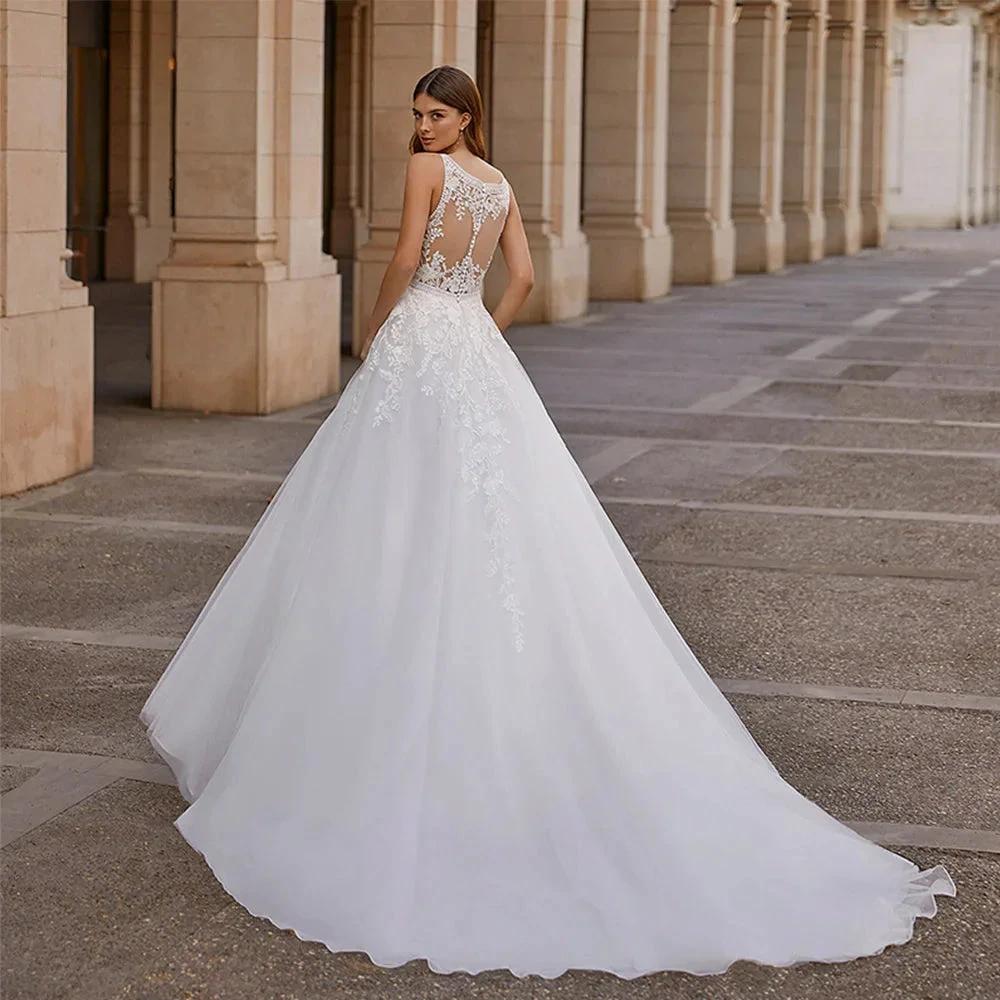 Vintage Vestidos De Novia A-line Wedding Dresses Bridal Gown  Appliques Sleeveless For Elegant Women 2023 Custom Made (ZD13396)