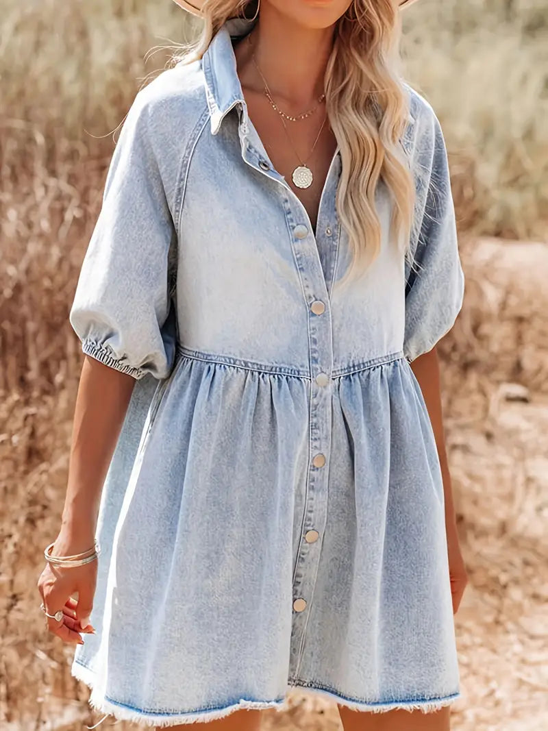 Alessia Aesthetic Mini Dress Made of Cotton Denim Designer Edit