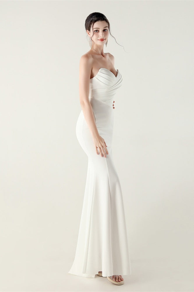 Strapless Sweetheart Pleated Modern Dress for Everyday Wear