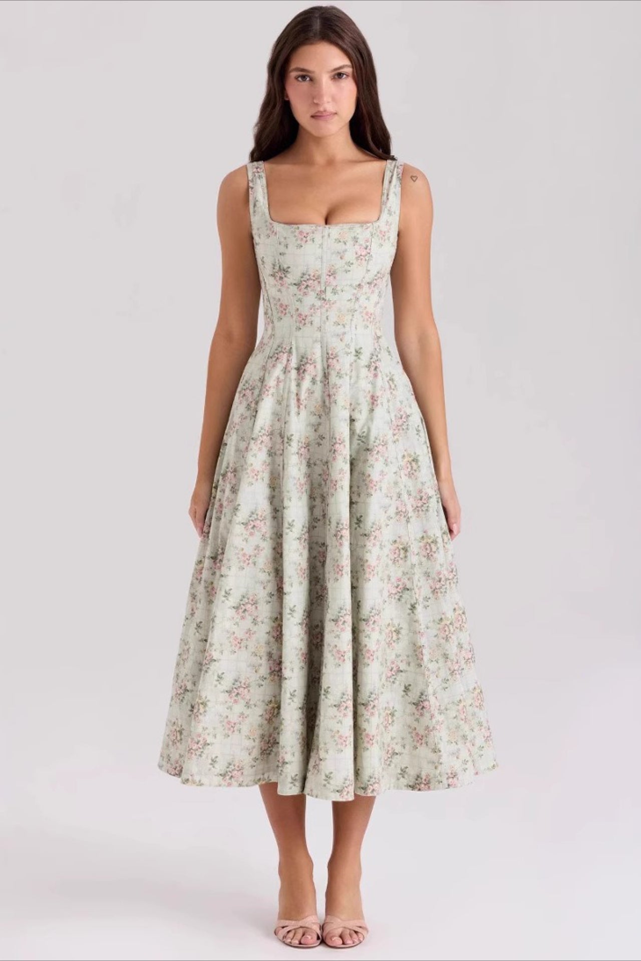 Off Shoulder Tie Strap Midi Dress