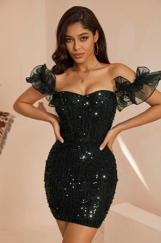 Elegant Sequin Evening Contemporary Dress for Layered Outfit Styling