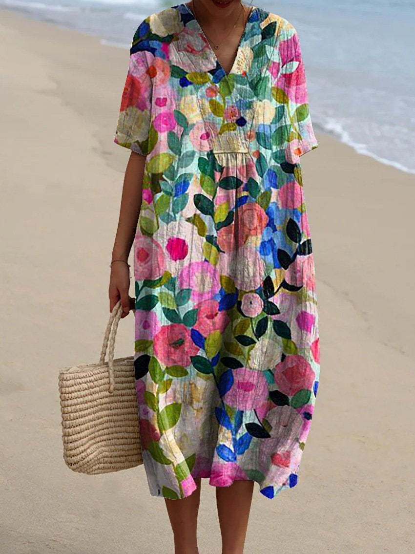 Flor Aesthetic Colorful Floral Summer Dress Boutique Collection