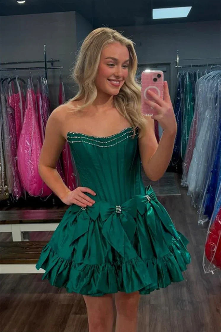 Cute A Line Strapless Hot Pink Short Homecoming Dress with Beading