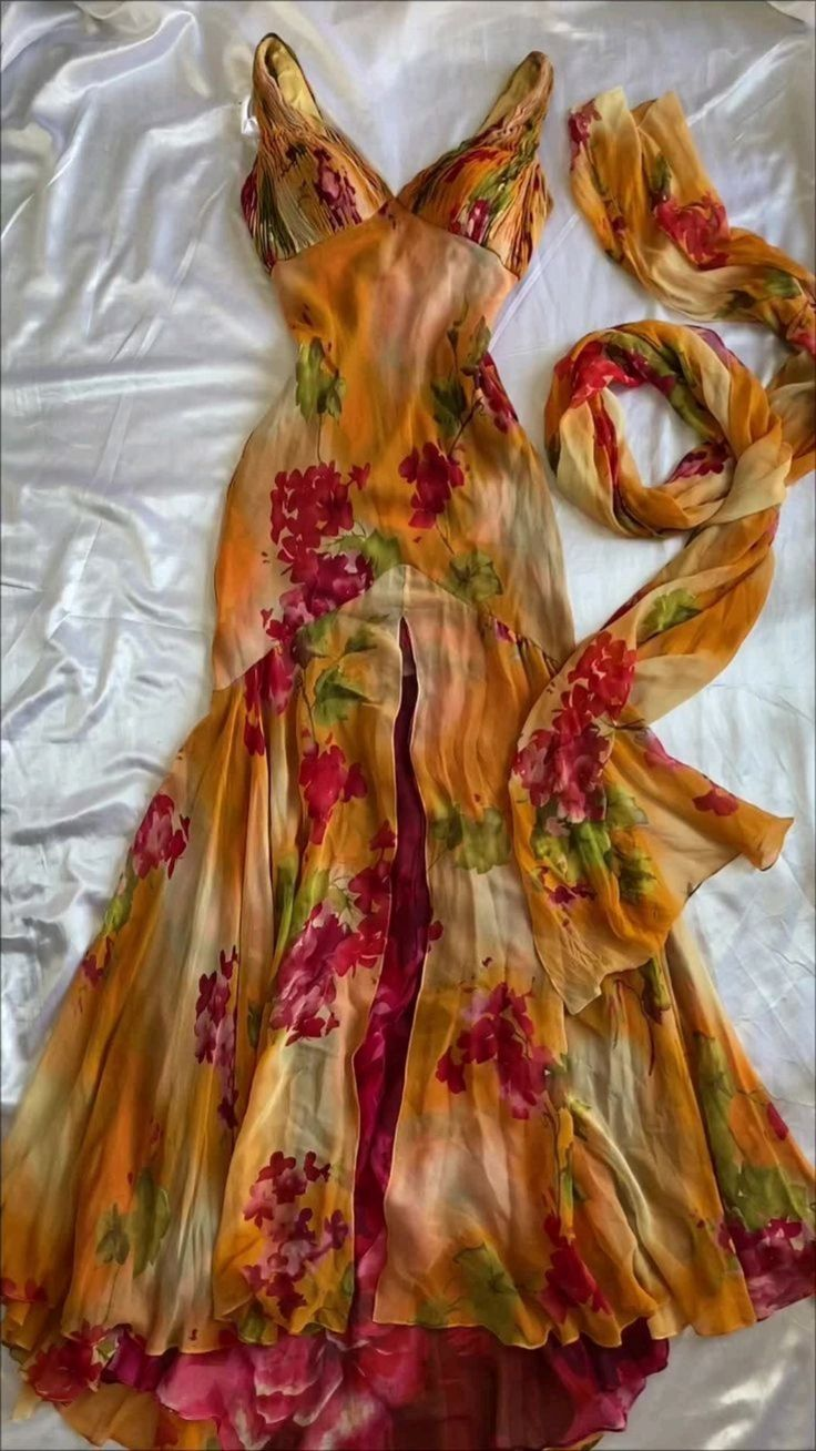Pretty Chiffon Print Floral Evening Dress Formal Mermaid Party Prom Dress - VelvetHem