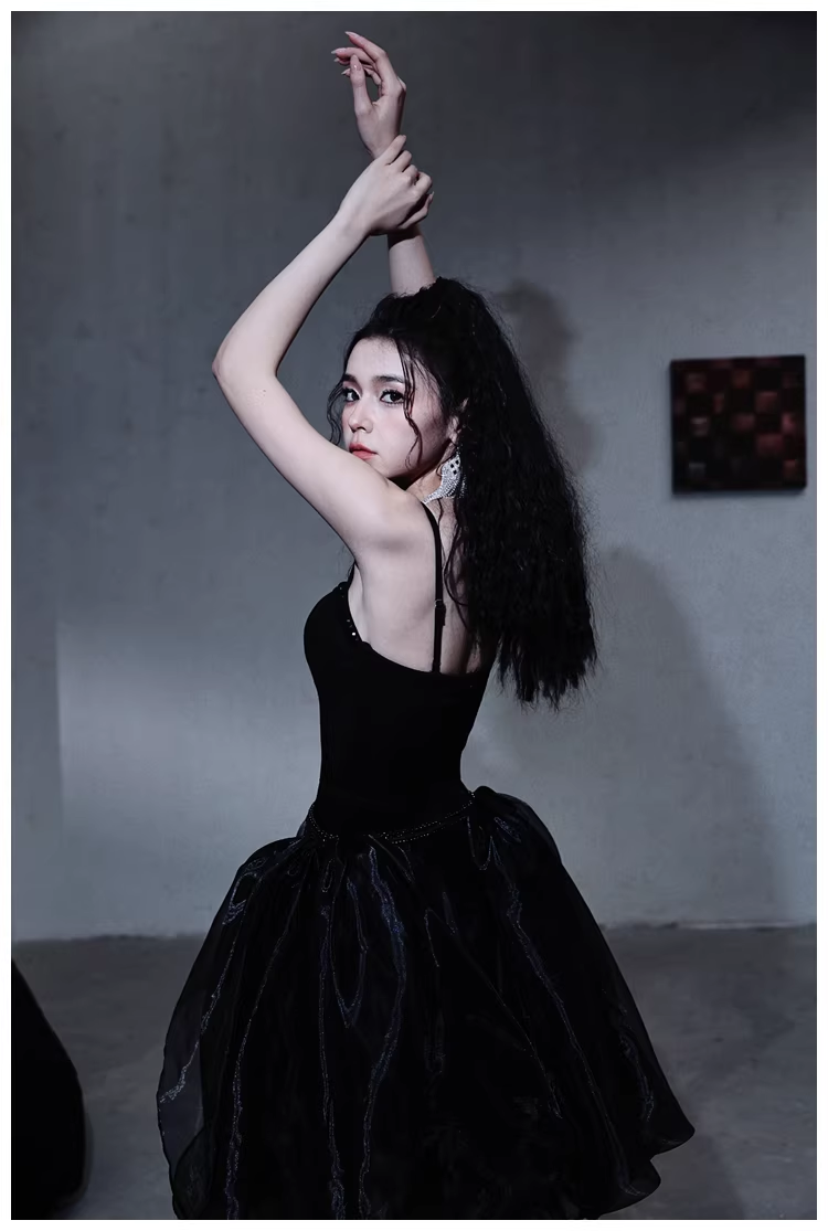 Gorgeous Black Organza Satin Beaded Long Party Dress Birthday Evening Dress - View 6 | VelvetHem
