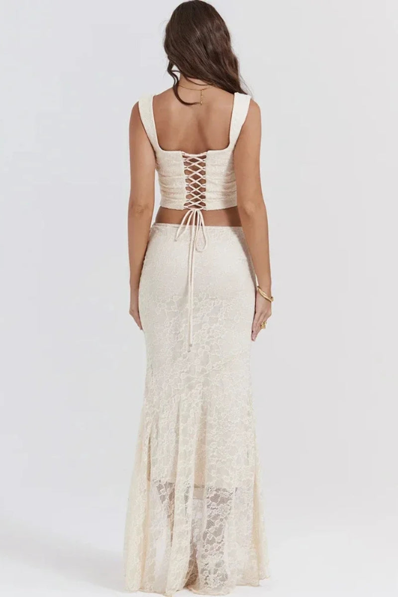 Elegant Lace Up Dress with Tailored Everyday Styling Boutique Fashion Style