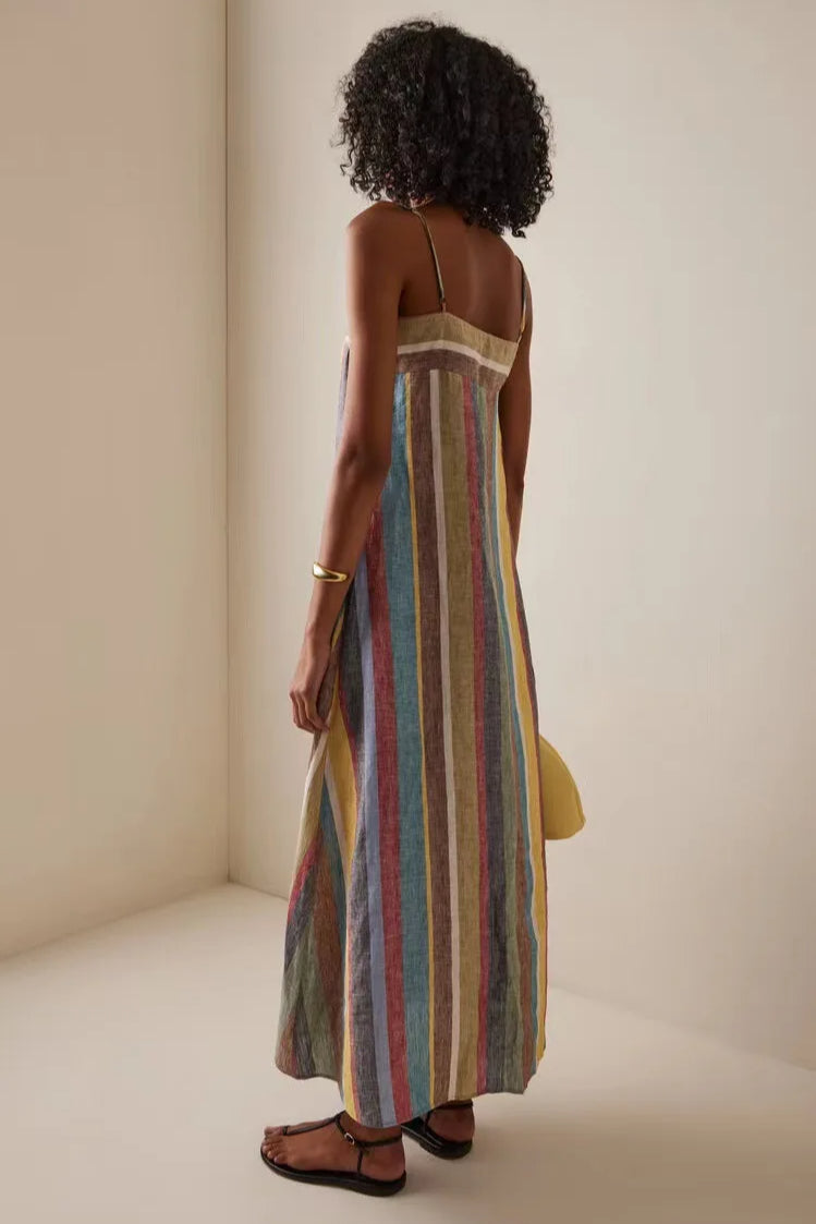 Striped Printed Strap Dress with Modern Everyday Styling