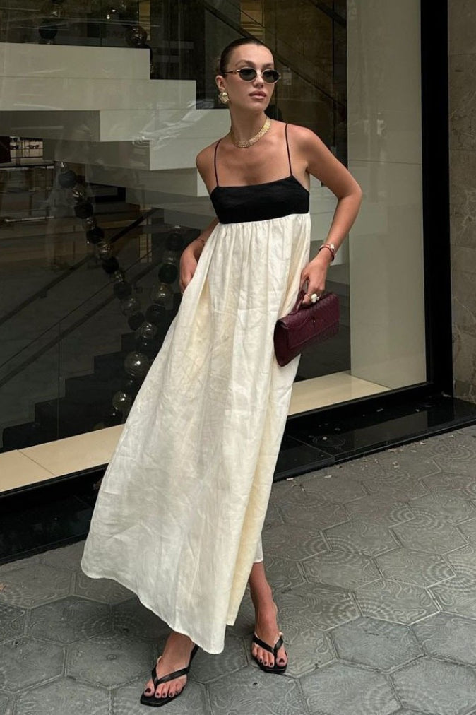 Casual Splice Linen Maxi Vacation Dress