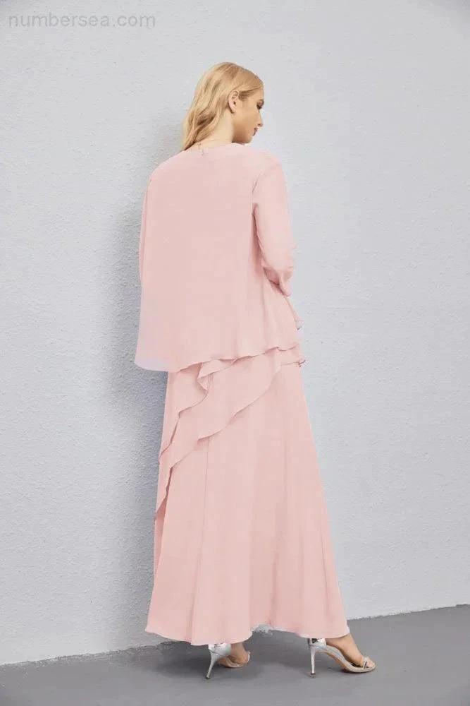 Mother of Bride Dresses with Open Front Lightweight Cardigan Formal Prom Gown  28081 (ZD16990)