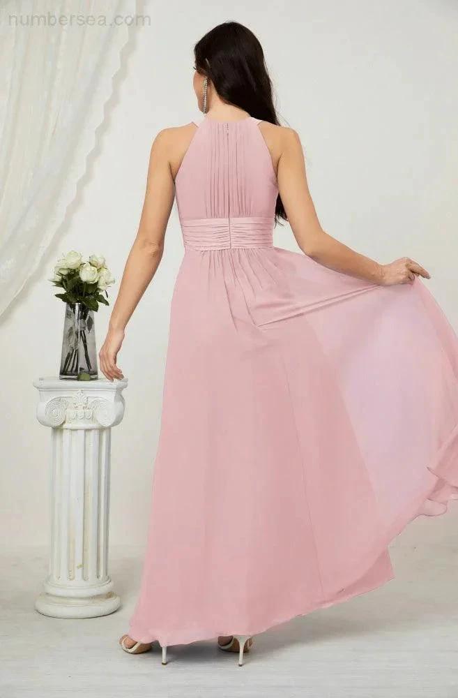 ZapDress Formal Party Gown Dress Chiffon Halter Long Sleeveless Bridesmaid Dresses 2802 (ZD16960)