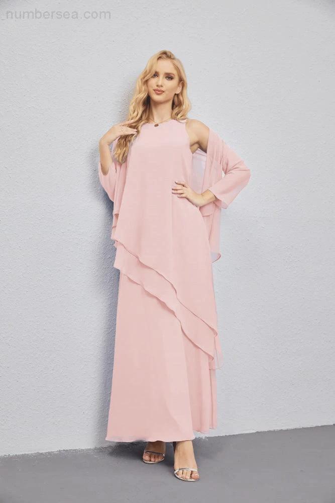 Mother of Bride Dresses with Open Front Lightweight Cardigan Formal Prom Gown  28081 (ZD16990)