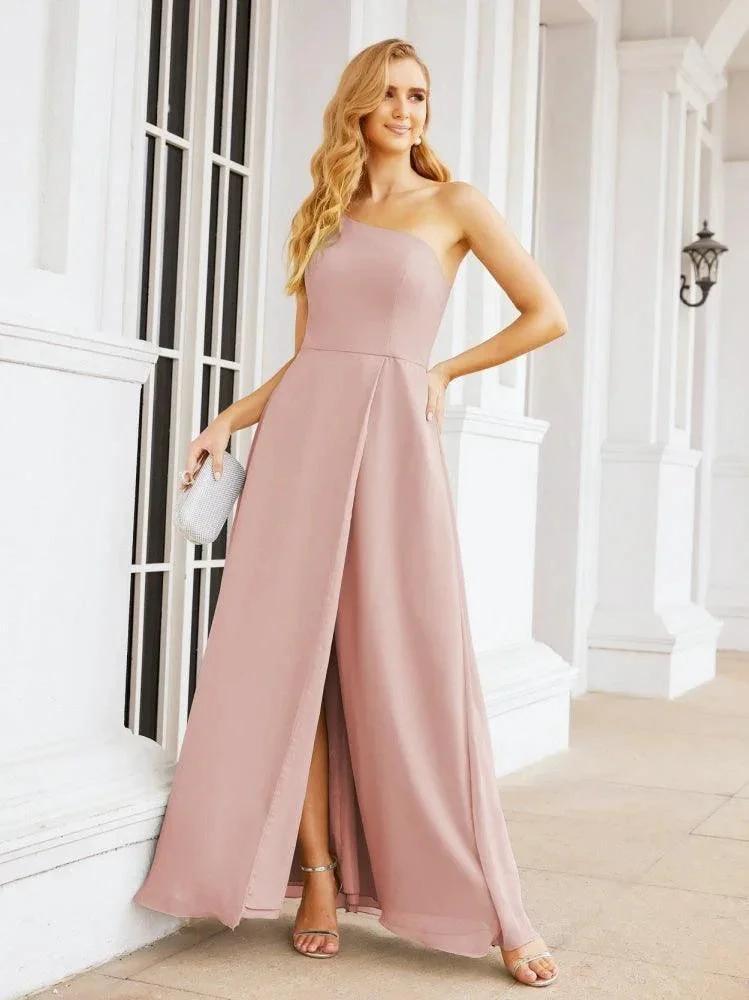 Numbersea Women's One Shoulder Formal Prom Gowns for Mother of The Bride Side Slit Bridesmaid Dresses 28052 by numbersea
