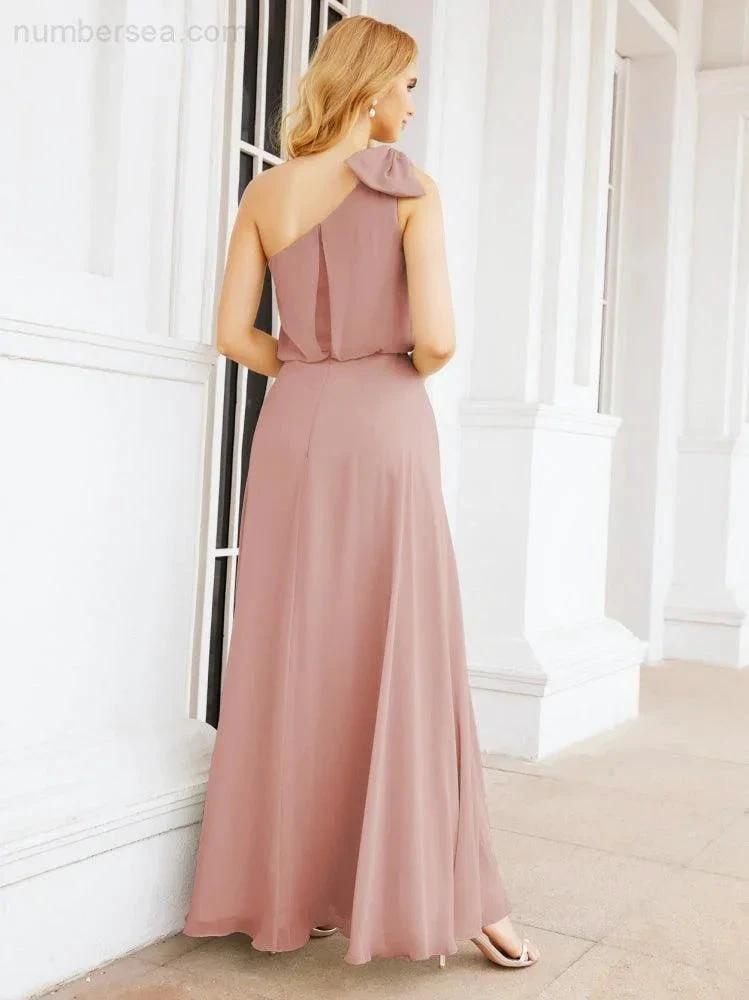 ZapDress Chiffon Ruffled One Shoulder Sleeveless Long Bride Dresses A-line Formal Evening Gown Side Split 28057 (ZD17041)