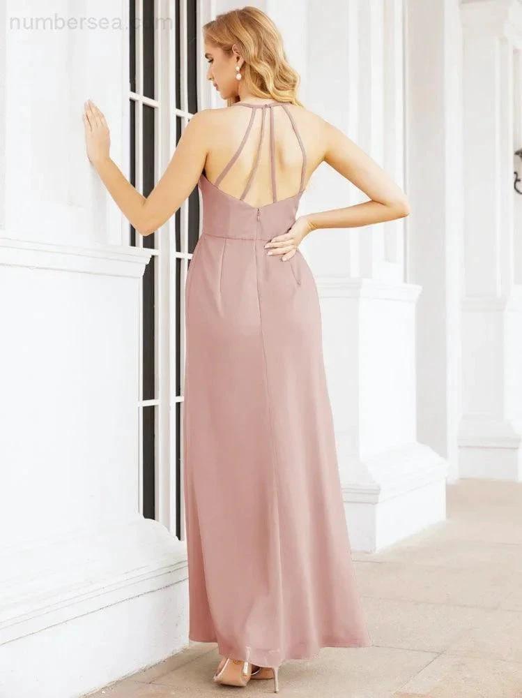 ZapDress Spaghetti Strap Bridesmaid Dresses V-Neck Long A-Line Formal Prom Gowns 28063 (ZD17045)
