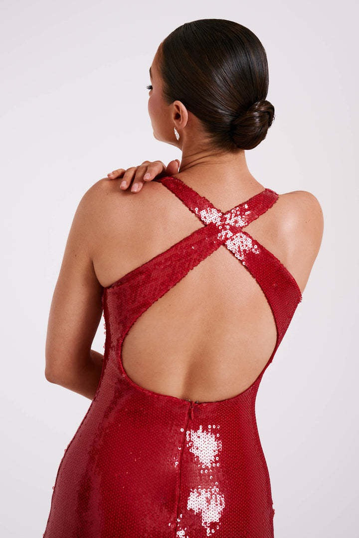 Backless Floral Sequin Dress with Modern Everyday Styling