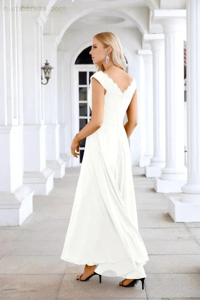 Ladies Chiffon V Neck Sleeveless Floor Length Bridesmaid Evening Dress Wedding Party Evening Dress 28126 (ZD16989)