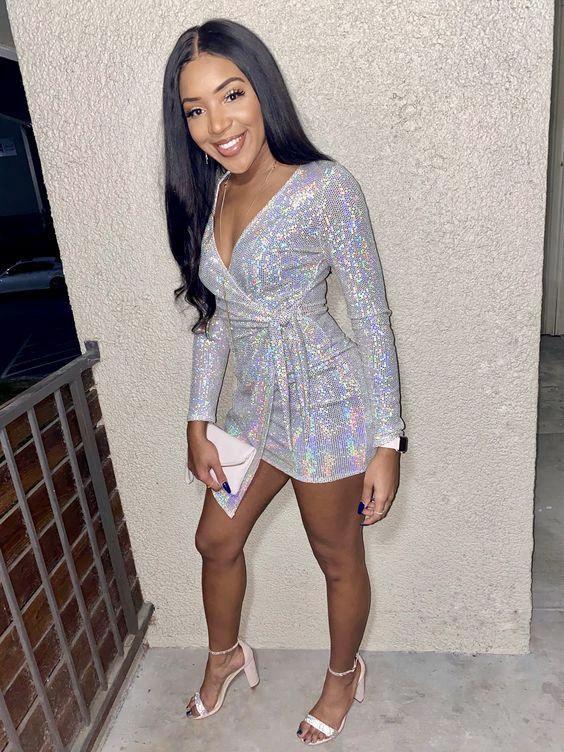 Sparkly Sequins Party Dress Outfit Bright 18th Birthday Dress Outfit New Arrival Homecoming Dress Y354 by simplepromdress