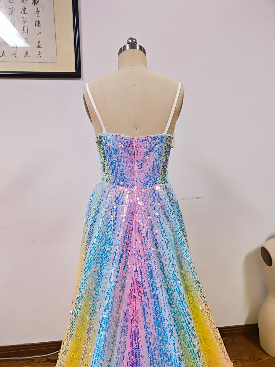 Glitter Tulle Sequins A Line Prom Dress Evening Dress Y8378