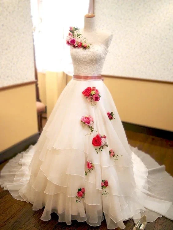 Charming White A-line Wedding Dress,White Bridal Dress Y5977 by simplepromdress